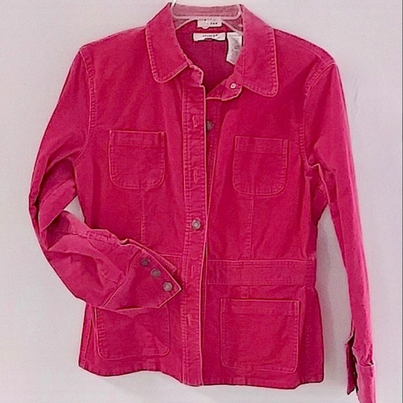 Free People Jackets & Blazers - Boho JONES SPORT Jacket Shirt Sport Stretch Corduroy Pink Red Coral Size Medium